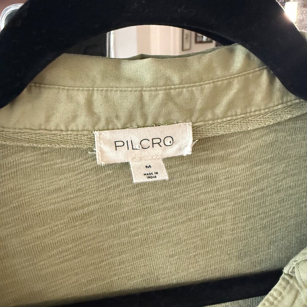 Anthropologie Pilcro Long-Sleeve V-Neck Ruffled Babydoll Top Moss Green Size M - Picture 2 of 4